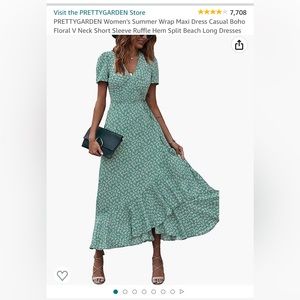 Wrap ruffle dress- green